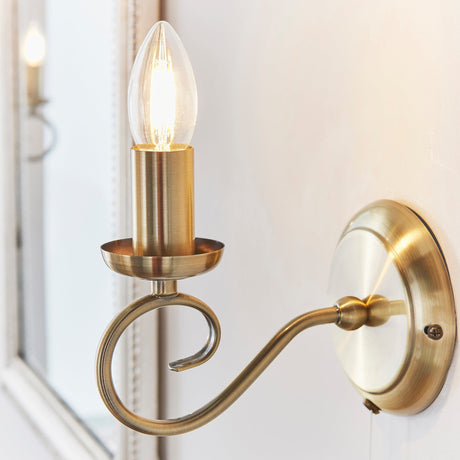 Trafford 1-Light Wall Light Antique Brass - Comet Lighting