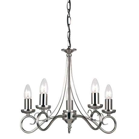 Trafford 5-Light Pendant Ceiling Light Antique Silver - Comet Lighting