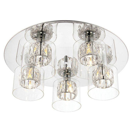 Verina 5-Light Flush Ceiling Light Chrome - Comet Lighting