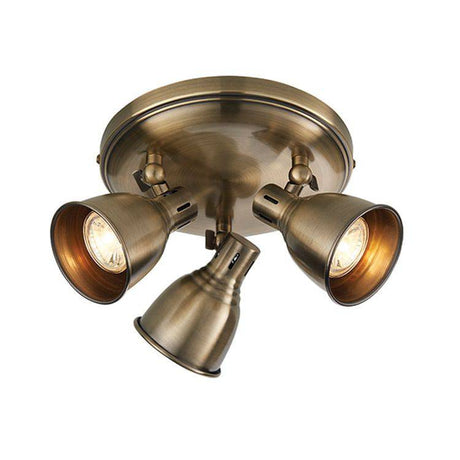 Westbury 3-Light Round Antique Brass - Comet Lighting