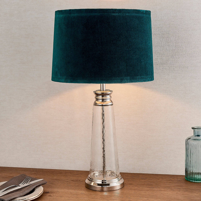 Winslet Table Lamp w/ Teal Shade - Comet Lighting