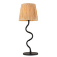 Wriggle Table Lamp Matt Black w/ Raffia Shade - Comet Lighting