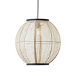 Zaire Large Pendant Ceiling Light Matt Black/Natural Linen - Comet Lighting