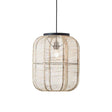 Zaire Medium Pendant Ceiling Light Matt Black/Natural Linen - Comet Lighting