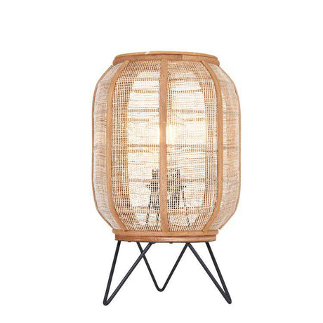 Zaire Table Lamp Matt Black/Bamboo - Comet Lighting