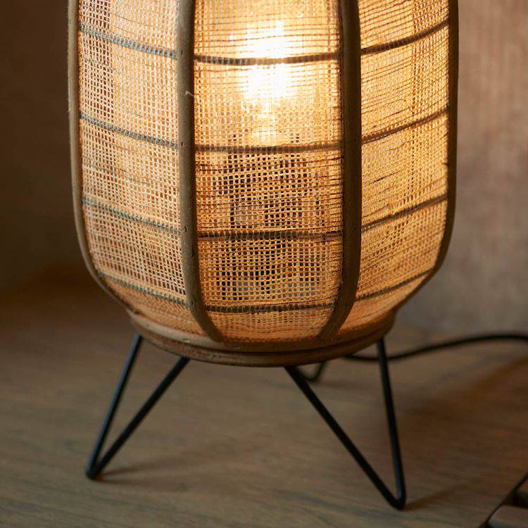 Zaire Table Lamp Matt Black/Bamboo - Comet Lighting