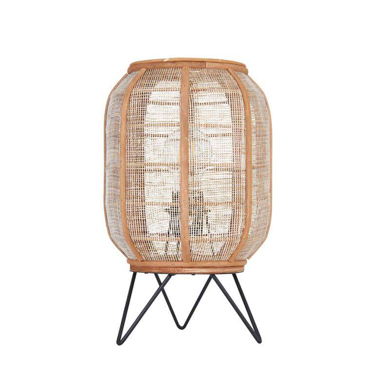 Zaire Table Lamp Matt Black/Bamboo - Comet Lighting