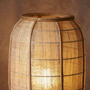 Zaire Tripod Floor Lamp Matt Black w/ Bamboo Shade - Comet Lighting