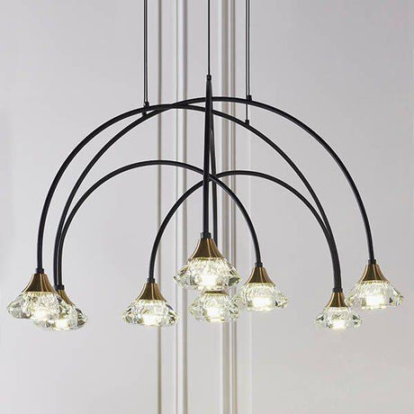 Zander 9lt Pendant Ceiling Light Matt Black - Comet Lighting