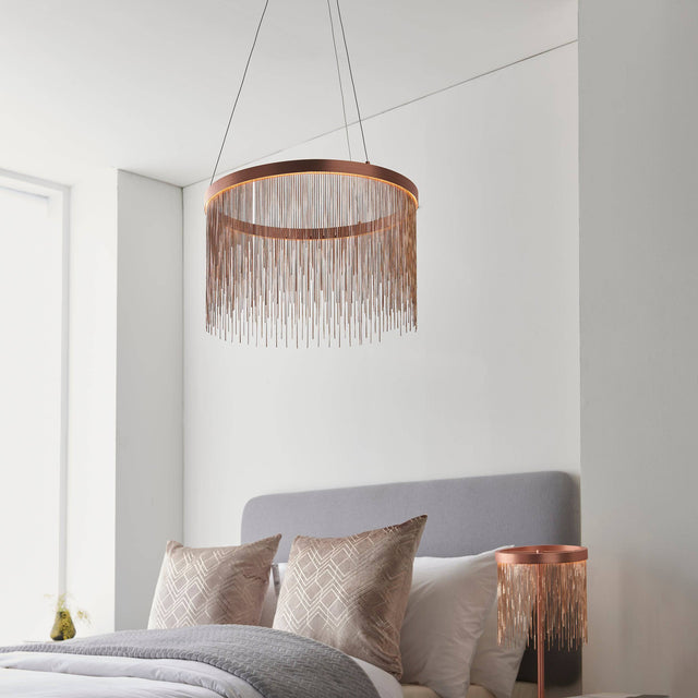 Zelma LED Pendant Ceiling Light Brushed Copper - Comet Lighting