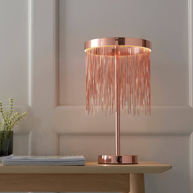 Zelma LED Table Lamp Brushed Copper - Comet Lighting