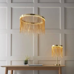 Zelma LED Table Lamp Satin Brass - Comet Lighting