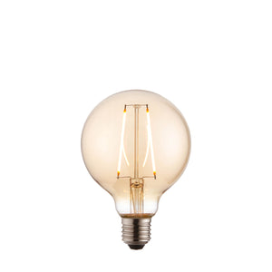 Endon E27 LED Filament 95mm Globe Amber 2w 2000k 190lm - Comet Lighting