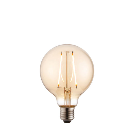 Endon E27 LED Filament 95mm Globe Amber 2w 2000k 190lm - Comet Lighting