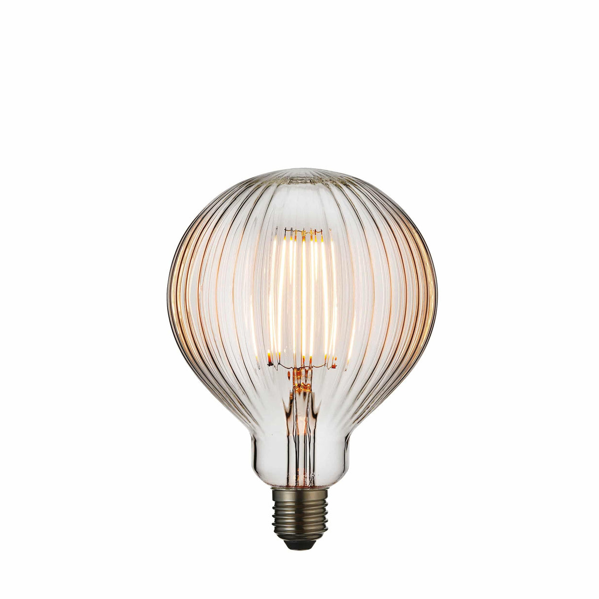 Endon E27 LED Filament Ribbed 125mm Globe 4w 2200k 450lm - Comet Lighting