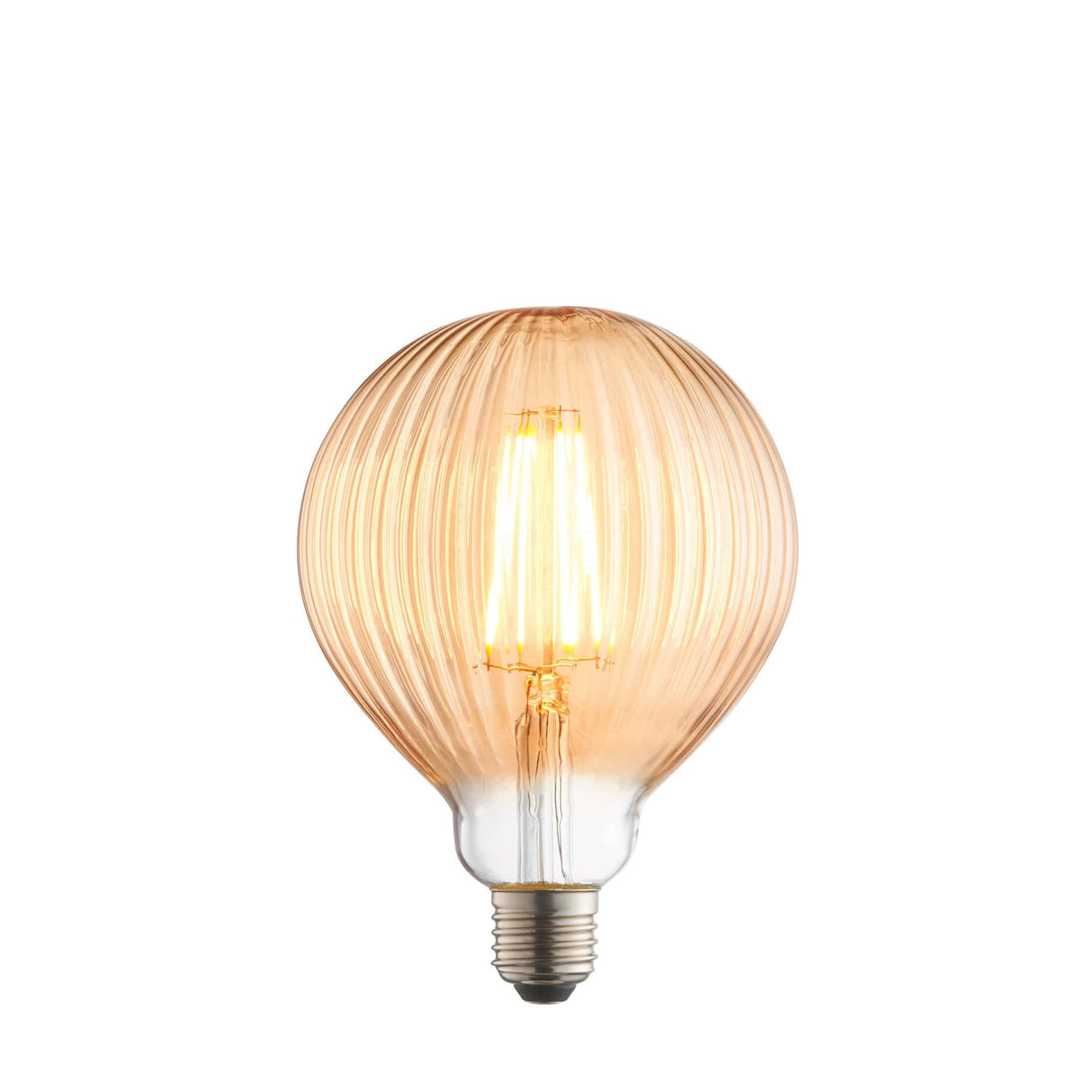 Endon E27 LED Filament Ribbed 125mm Globe Amber 4w 2000k 400lm - Comet Lighting