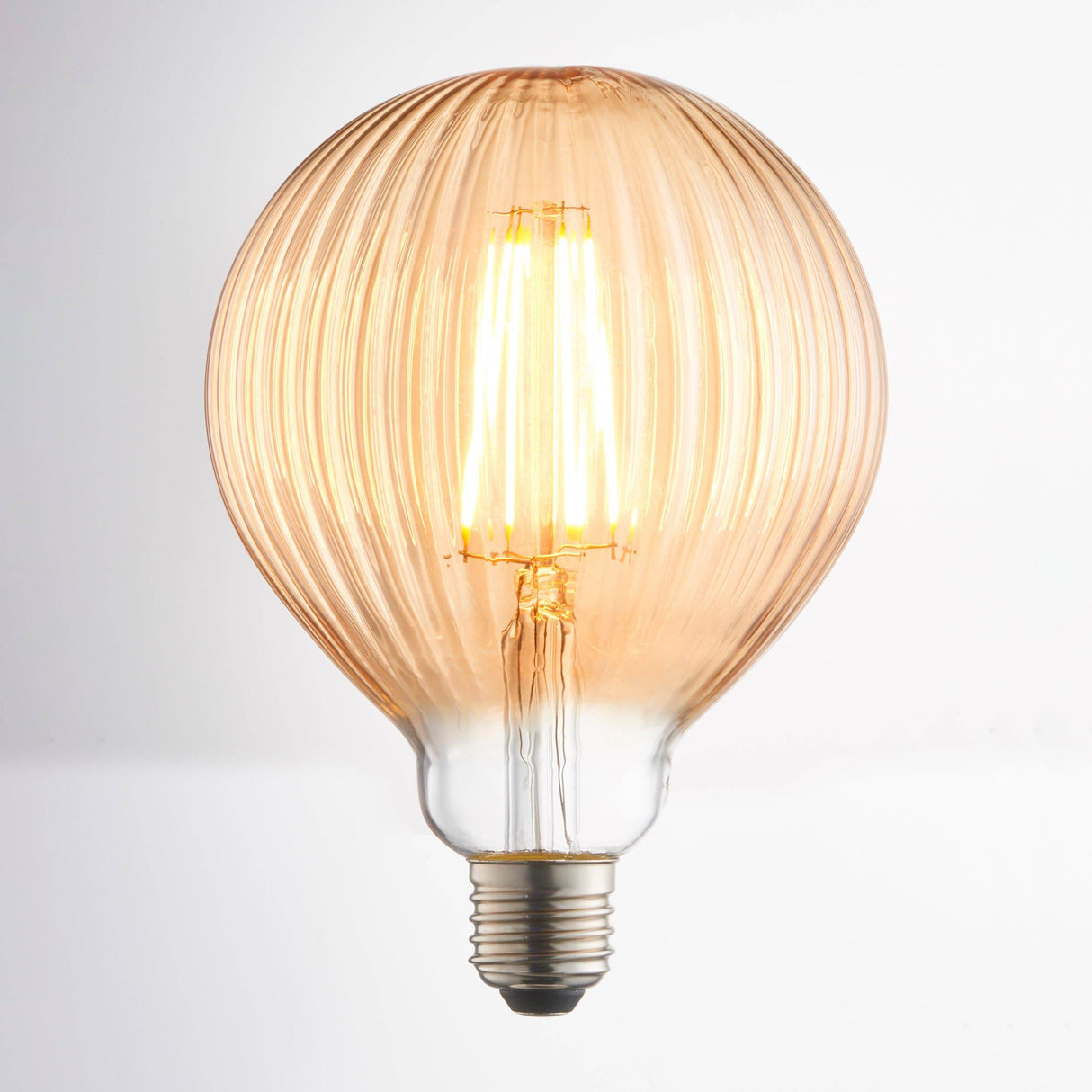 Endon E27 LED Filament Ribbed 125mm Globe Amber 4w 2000k 400lm - Comet Lighting