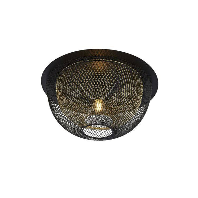 Ashcombe 1Lt Flush Ceiling Light Black/Gold - Comet Lighting