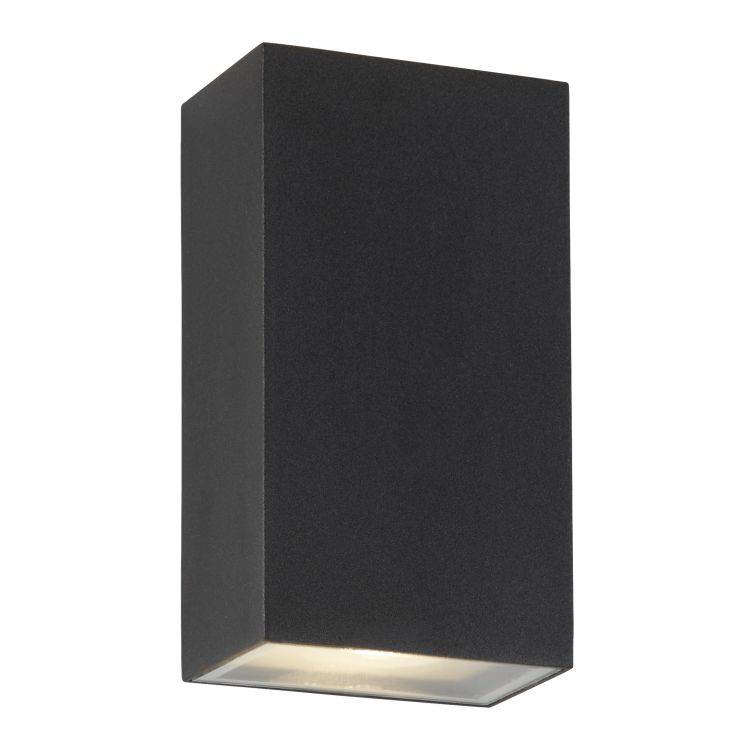 Caesar Outdoor Up/Down LED Rectangle Wall Light - Black - Comet Lighting