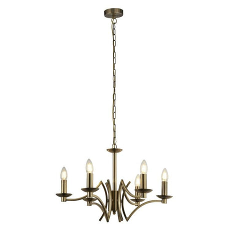 Colaton 6Lt Pendant Ceiling Light Antique Brass - Comet Lighting