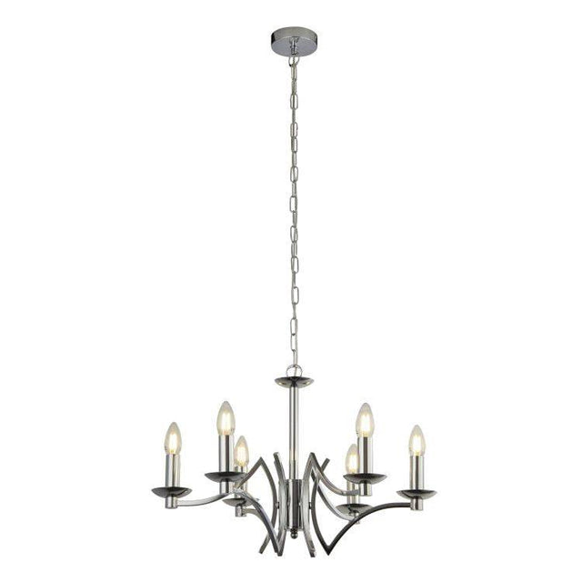 Colaton 6Lt Pendant Ceiling Light Chrome - Comet Lighting