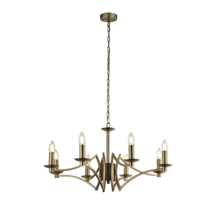 Colaton 8Lt Pendant Ceiling Light Antique Brass - Comet Lighting