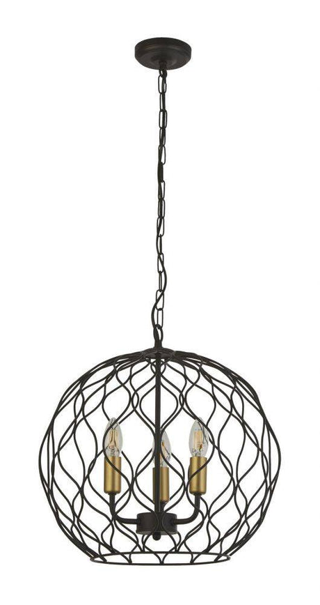 Culm 3Lt Pendant Ceiling Light Black/Gold - Comet Lighting