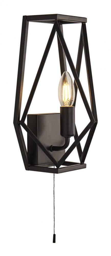 Dart 1Lt Wall Light Black w/ Pull Cord - Comet Lighting