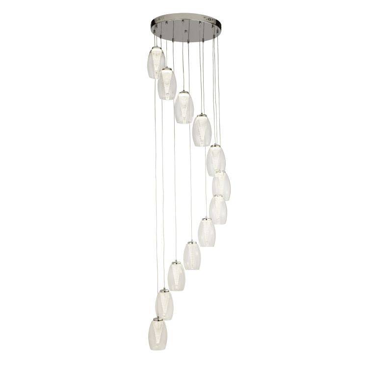 Dulverton 12Lt LED Multi-Drop Pendant Ceiling Light With Clear Glass - Comet Lighting