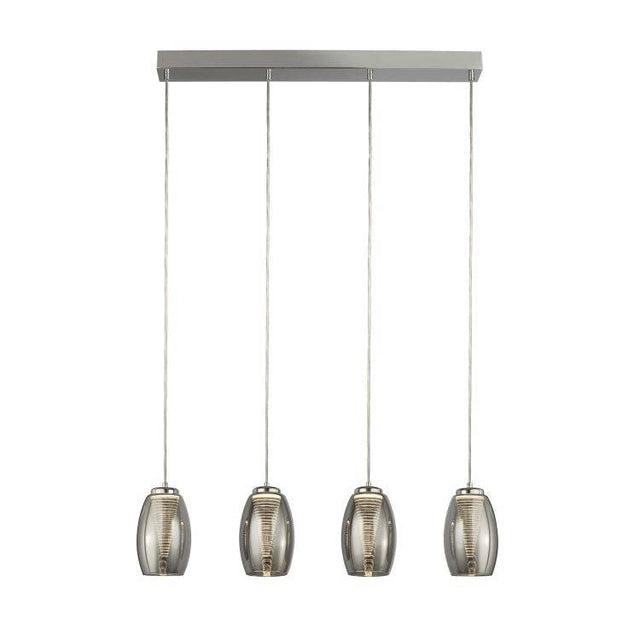 Dulverton 4Lt LED Bar Pendant With Smoked Glass - Comet Lighting