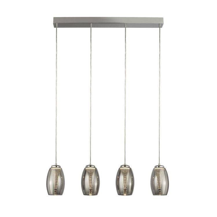 Dulverton 4Lt LED Bar Pendant With Smoked Glass - Comet Lighting