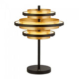 Filleigh 3Lt LED Table Lamp Black/Gold Leaf - Comet Lighting