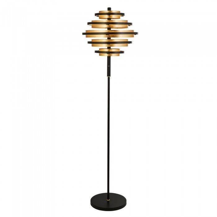 Filleigh 5Lt LED Floor Lamp Black/Gold Leaf - Comet Lighting