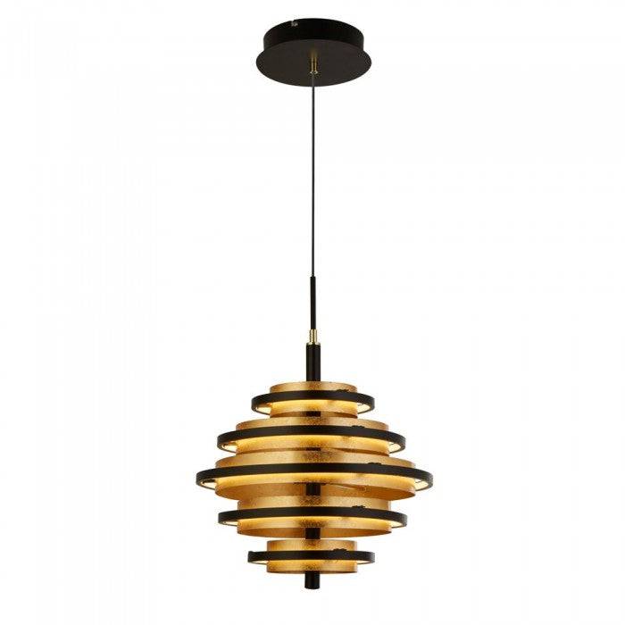 Filleigh 5Lt LED Pendant Ceiling Light Black/Gold Leaf - Comet Lighting