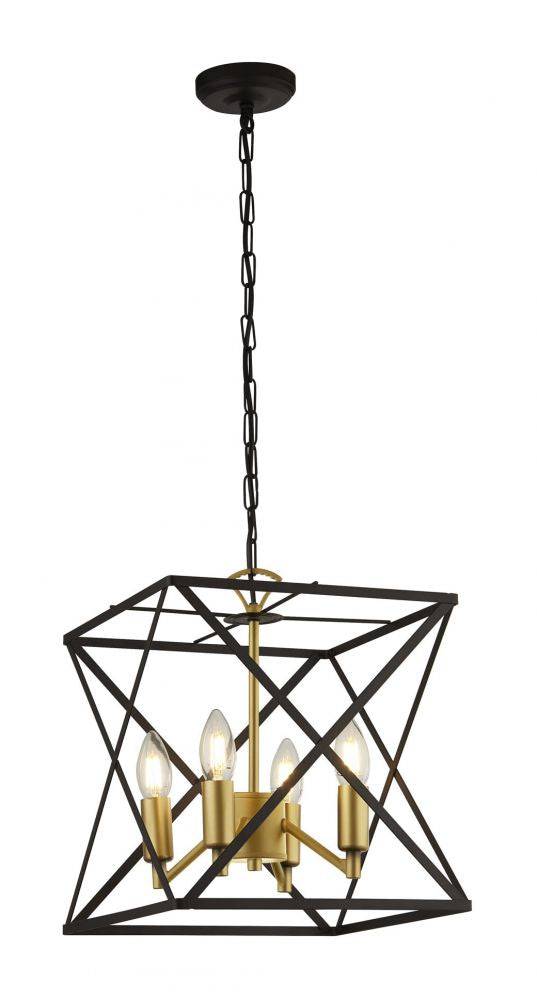 Fulham 4Lt Pendant Ceiling Light Black - Comet Lighting