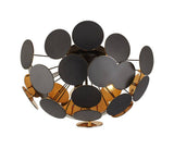 Gappah 3Lt Semi-Flush Ceiling Light Black/Gold - Comet Lighting