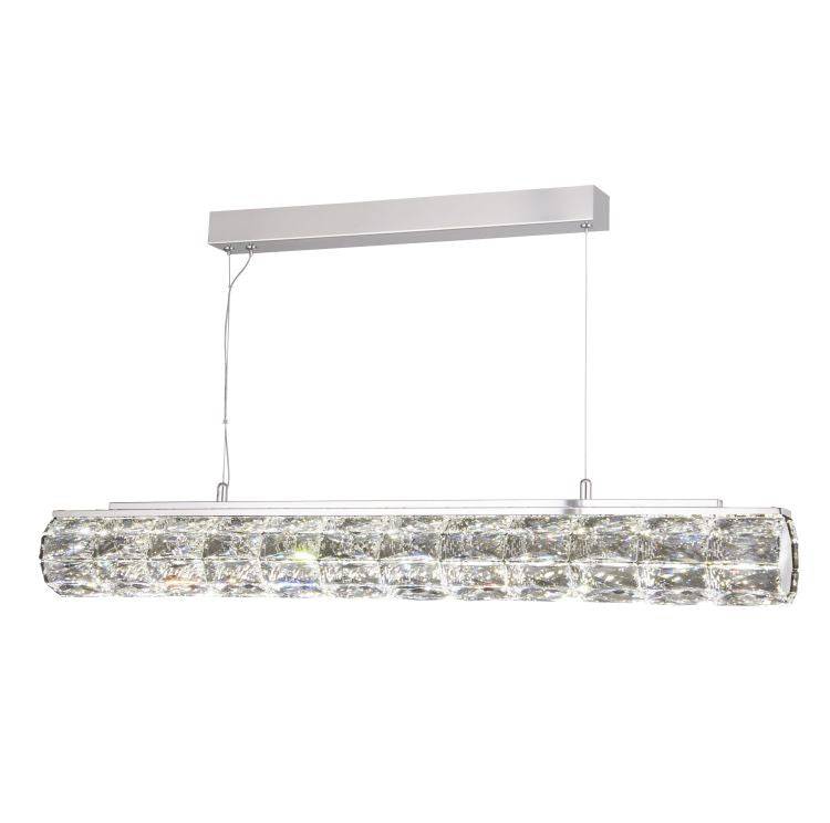 Hollocombe LED Pendant Hexagonal Tube Bar - Chrome/Crystal - Comet Lighting