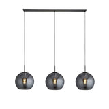 Kenton 3Lt Light Bar Pendant Black/Smoked - Comet Lighting