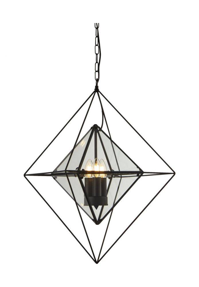 Mamhead 3Lt Pendant Ceiling Light Black - Comet Lighting