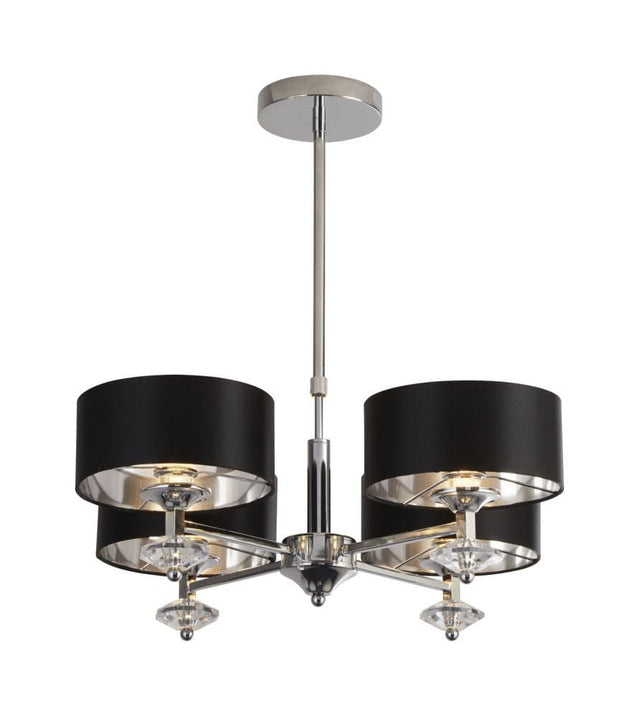 Marldon 4Lt Pendant Ceiling Light Chrome w/ Black Shades/Silver Inner - Comet Lighting