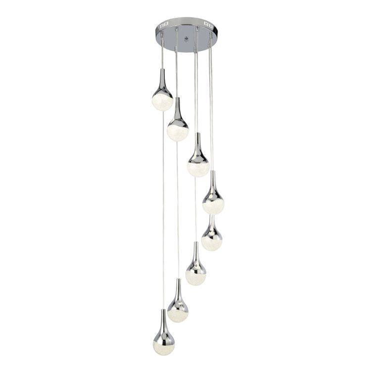 Marwood 8Lt LED Multi-Drop Pendant Ceiling Light Chrome - Comet Lighting