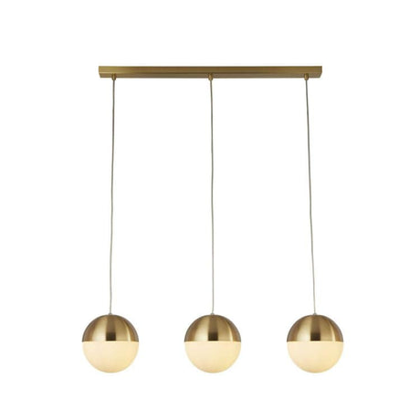 Meeth 3Lt Light Bar Pendant Satin Brass| Ball Dia 180mm - Comet Lighting