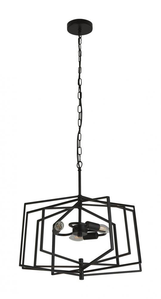 Merrifield 3Lt Large pendant Ceiling Light Black - Comet Lighting