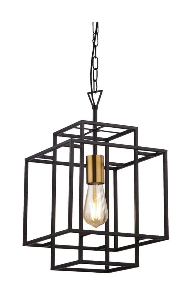 Modbury 1Lt Pendant Ceiling Light Black - Comet Lighting