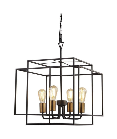 Modbury 4Lt Pendant Ceiling Light Black - Comet Lighting