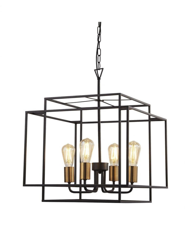 Modbury 4Lt Pendant Ceiling Light Black - Comet Lighting