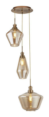 Morehead 3Lt Multi-Drop Pendant Ceiling Light Brass/Champagne - Comet Lighting