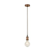 Moreton 1Lt Cable Suspension Antique Copper Metal & Brown Braided Cable - Comet Lighting