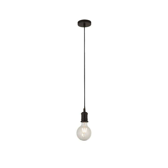 Moreton 1Lt Cable Suspension Matt Black Metal & Black Braided Cable - Comet Lighting