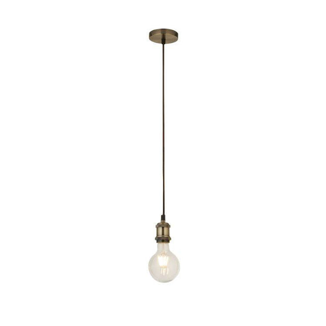 Moreton 1Lt Cable Suspension With 1.5m Brown Cable Antique Brass - Comet Lighting